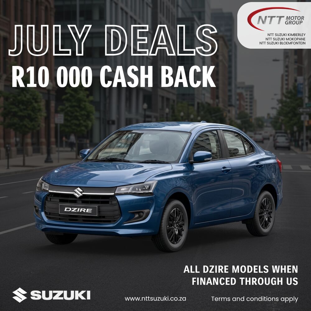 Suzuki Dzire – R10 000 Cash Back Special Offer