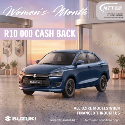 Suzuki Dzire – R10 000 Cash Back special offer from NTT Suzuki