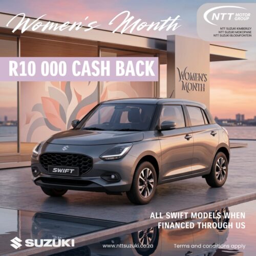 Suzuki Swift – R10 000 Cash Back special offer from NTT Suzuki