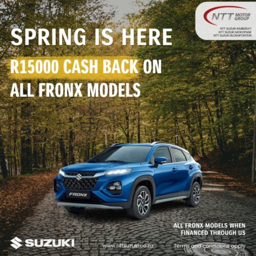 Suzuki Fronx R15 000 Cash Back special offer from NTT Suzuki